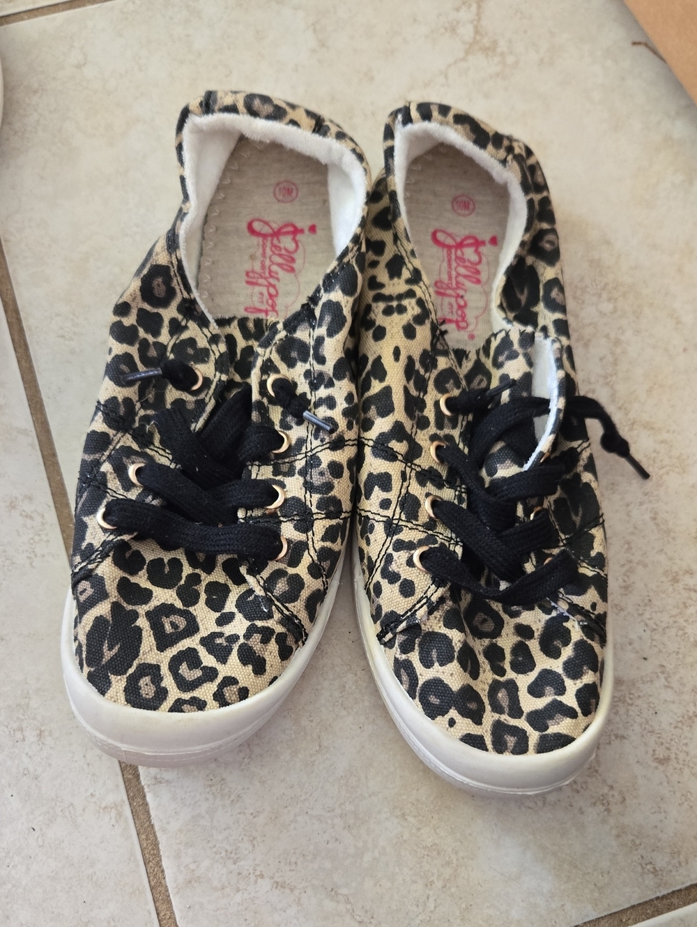 Jellypop Women's Leopard Print Sneakers in Gold and Black